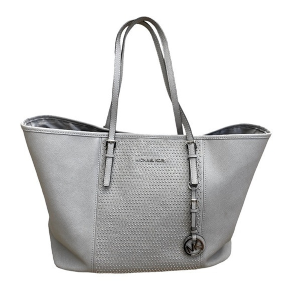 Michael Kors Micro stud center stripe tote - pearl grey